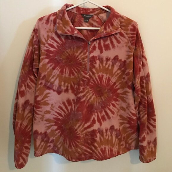 Eddie Bauer Womens 1/4 Zip Ultra Light Tie Dye Fleece Pullover Sweater Size XL - Picture 1 of 3